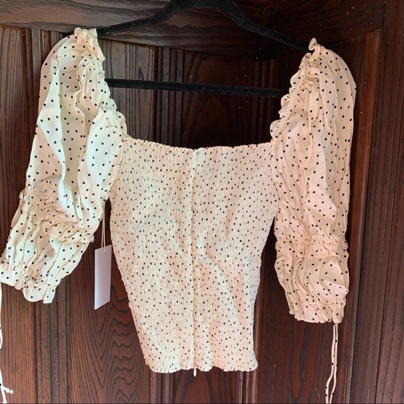 Reformation bustier polka dot blouse in ivory size 12 - Picture 4 of 11